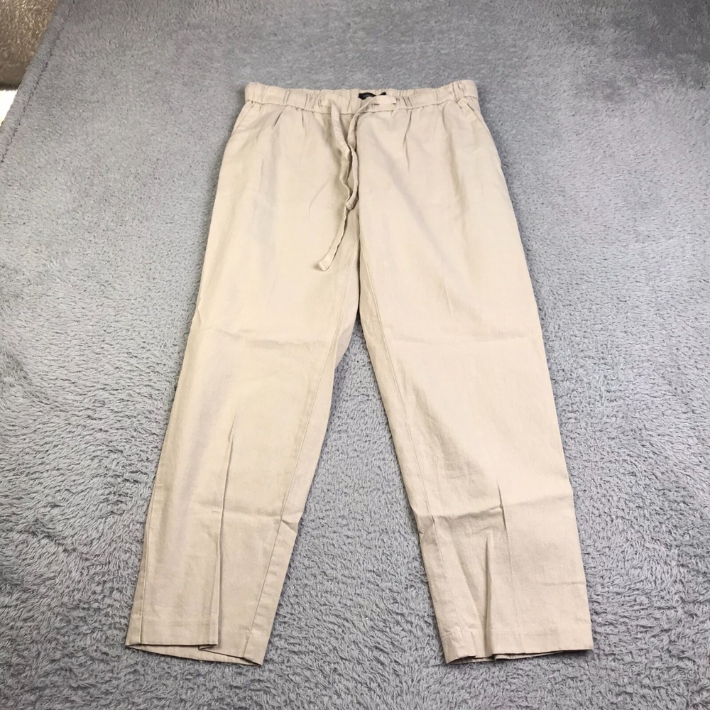 Banana Republic Pants Womens S Beige Linen Cotton Blend Pull On Drawstring NEW